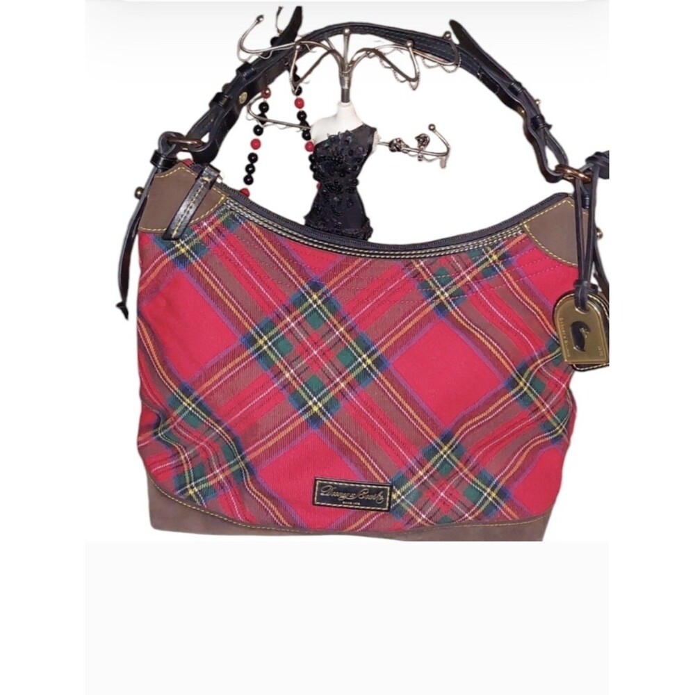 dooney bourke handbags red plaid shoulder bag